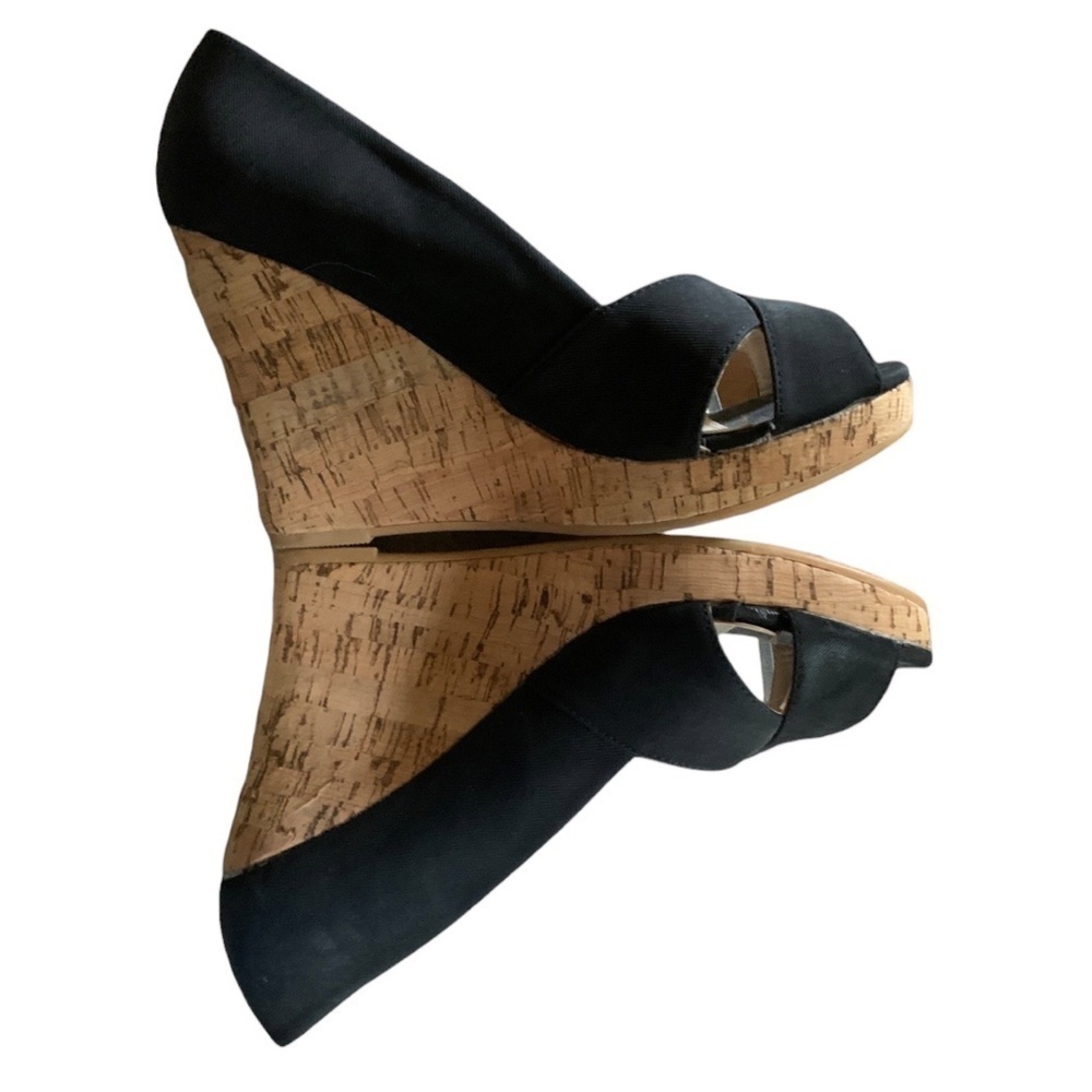 NEW Black Canvas Peep Toe Platform Wedge Heels Ladies Shoe Size 10 by Atrevida - Picture 6 of 9